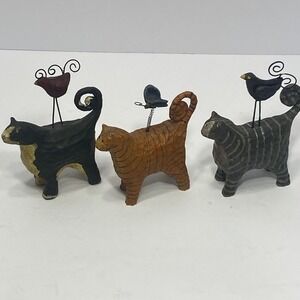 The Country House Collection Cat Figurines Set of 3 Multicolor Folk Art